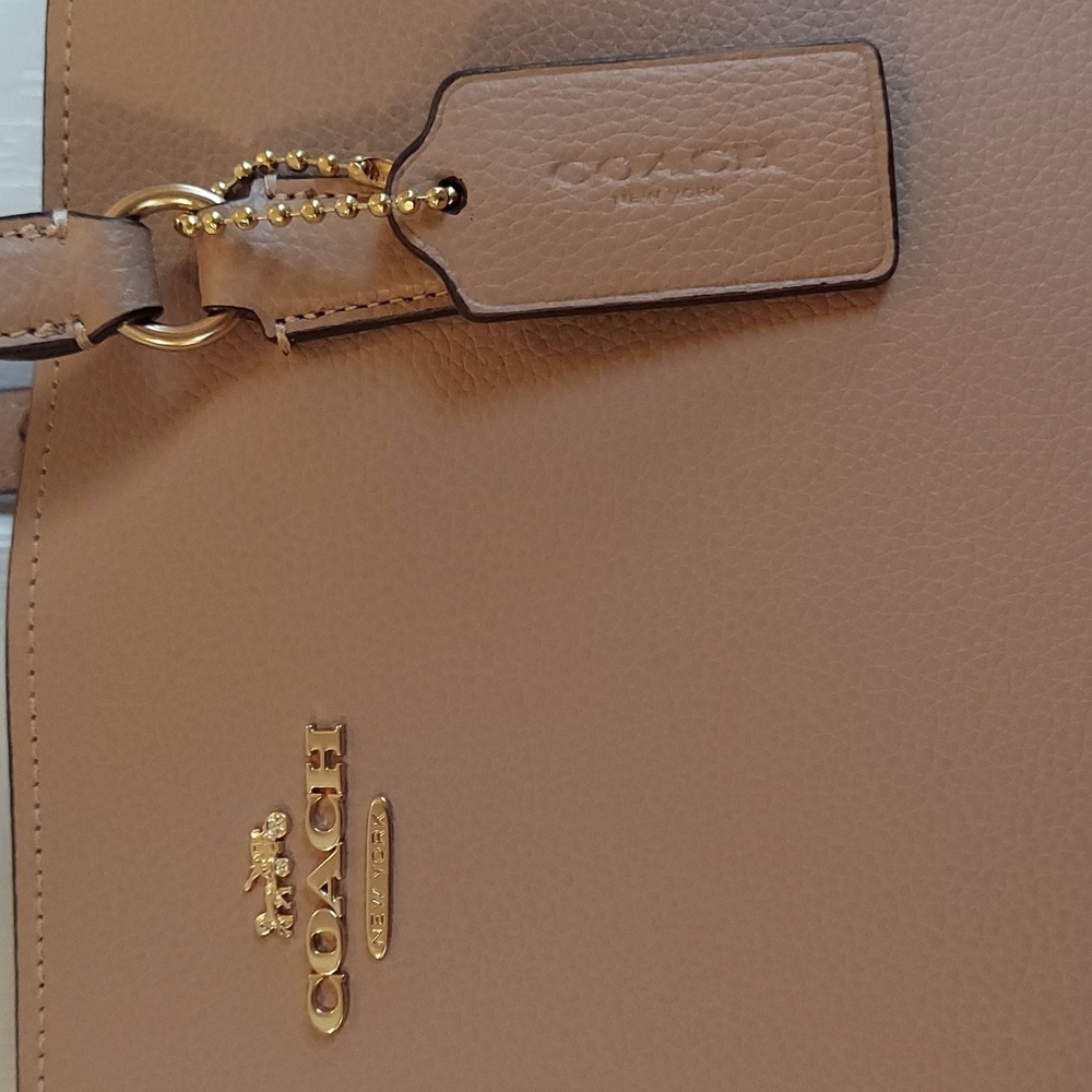 Coach Taupe Oxblood Pebbled Leather Handbag "Tatum" BNWT - AUTHENTICATED ◇ - Picture 4 of 14